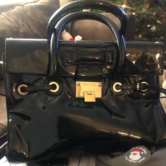 jimmy choo black leather purse